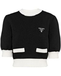 Prada - Cropped-Pullover Aus Baumwolle - Lyst