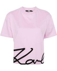 Karl Lagerfeld - Signature-hem Cotton T-shirt - Lyst
