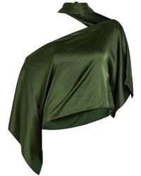 Alice + Olivia - Rita One-Shoulder Draped Top - Lyst