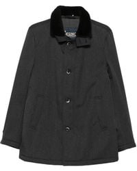 Herno - Velvet-Collared Button Coat - Lyst