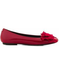 Lanvin - Bow-Detail Patent Leather Ballet Flats - Lyst