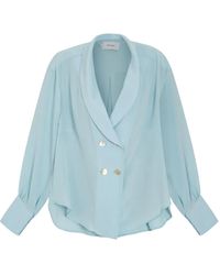 Isolda - Zijden Blouse Met Dubbele Rij Knopen - Lyst