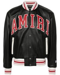 Amiri - Logo-appliqué Leather Bomber Jacket - Lyst