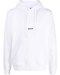 Les Hommes - Logo-patch Drawstring Cotton Hoodie - Lyst