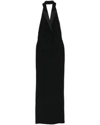 Patrizia Pepe - Tuxedo-Lapel Halterneck Dress - Lyst