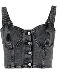 7 For All Mankind - X Chiara Biasi Denim Cropped Top - Lyst