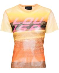 Louisa Ballou - Beach Mesh-T-Shirt mit Logo-Print - Lyst
