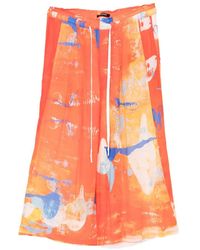Nude:mm - Abstract-Print Wide-Leg Trousers - Lyst