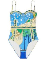 Tory Burch - Graphic-Print Underwired Swimsuit - Lyst