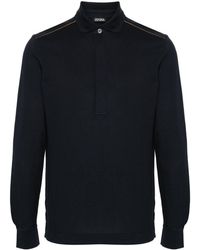 Zegna - Stripe-detail Cotton Polo Shirt - Lyst