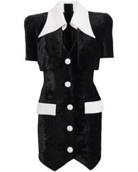 Balmain - Abito corto strutturato in velluto e crêpe - Lyst