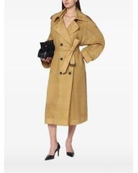 Mark Kenly Domino Tan - Double-Breasted Ramie Trench Coat - Lyst