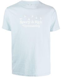 Sporty & Rich - Logo-Print Cotton T-Shirt - Lyst