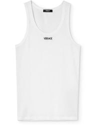 Versace - Logo Cotton Tank Top - Lyst