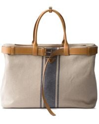 Prada - Buckle Canvas And Leather Bag - Lyst