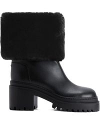 Giuseppe Zanotti - Leather Ankle Boots With Shearling Cuff - Lyst