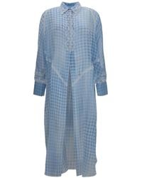 Ermanno Scervino - Vestido A Cuadros Gingham Con Ribete De Encaje - Lyst