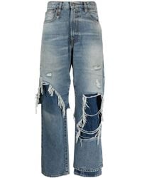 R13 - Distressed Wide-leg Jeans - Lyst