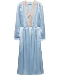 Prada - Lace-Trim Midi Dress - Lyst