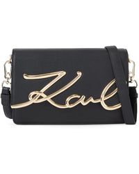 Karl Lagerfeld - Medium Signature Leather Shoulder Bag - Lyst