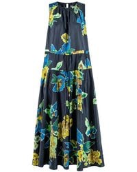 Psophia - Botánica Noctis Floral-Print Sleeveless Midi Dress - Lyst