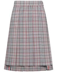 Thom Browne - Plaid-Pattern Pleated Wool Skirt - Lyst