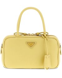 Prada - Baulett Logo-Plaque Leather Tote Bag - Lyst