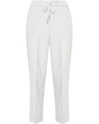 Peserico - Bead-detail Chambray Trousers - Lyst