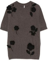 Liviana Conti - Floral-Embroidered Short-Sleeve Sweater - Lyst