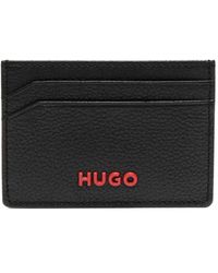 HUGO - Porte-cartes en cuir à plaque logo - Lyst