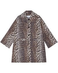 Ganni - Leopard-print Single-breasted Coat - Lyst