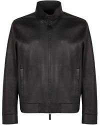 Emporio Armani - Lederjacke mit Reißverschluss - Lyst