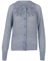 Ermanno Scervino - Lace-Appliqué Open-Knit Cardigan - Lyst