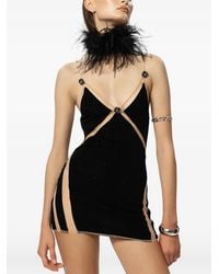 GOD SAVES QUEENS - Angelina Crystal-Embellished Mesh-Panelled Mini Dress - Lyst