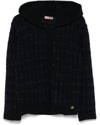 Twinset - Hooded Jacquard Checked Knit Jacket - Lyst