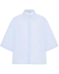 Another Tomorrow - Short-Sleeve Voile Shirt - Lyst