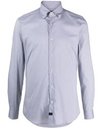 Fay - Logo-Patch Micro-Striped Shirt - Lyst