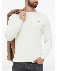 GANT - Cable-Knit Crew-Neck Sweater - Lyst