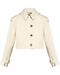 Burberry - Button-Fastening Crop Jacket - Lyst