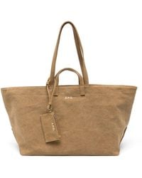 A.P.C. - A. P.C. Inspired Cotton Tote Bag With Dual Handles And Embossed Goldtone Logo (W 53 X H 23 X D 19.5 Cm) - Lyst