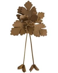 Alberta Ferretti - Broche En Peau De Mouton À Fleurs - Lyst