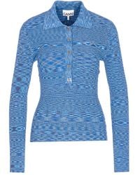 Ganni - Spacedyed Logo-Button Polo Top - Lyst