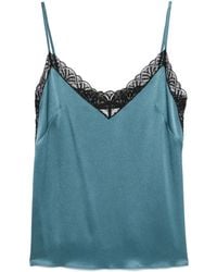 Alberta Ferretti - Lace-Trim Satin Top - Lyst