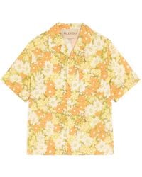 Valentino Garavani - Cotton Bowling Shirt With Papier-Floral Print - Lyst