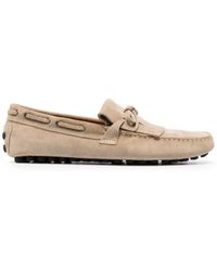 Doucal's - Lace-up Fringed Suede Loafers - Lyst