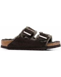Birkenstock - Arizona Shearling Lined Suede Two-Strap Sandals - Lyst