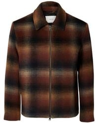 SELECTED - Check-Pattern Zip-Up Jacket - Lyst
