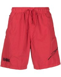 Stone Island Shadow Project Bestickte Joggingshorts - Rot
