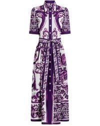 Dolce & Gabbana - Majolica-Print Poplin Shirt Dress - Lyst