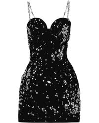 Oscar de la Renta - Crystal-Embellished Cupro-Blend Mini Dress - Lyst